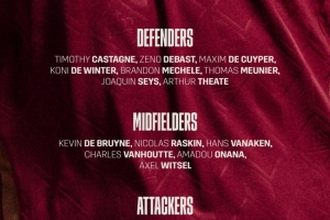 比利时国家队公布10月大名单：德布劳内领衔，多库、特罗萨德、拉门斯入选。