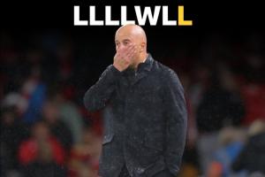 利物浦近7场1胜6负仅积3分，战绩竟逊于保级队，森林、西汉姆、狼队分别积4分、4分、5分。